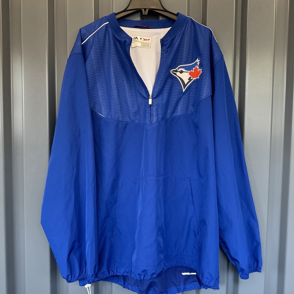 Majestic Coolbase Toronto Bluejays MLB Batting Pullover Jacket Men Size XXL Blue